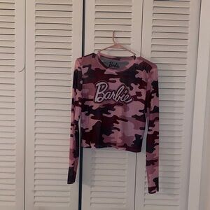 Barbie Pink and Brown Camo Long Sleeve Tee